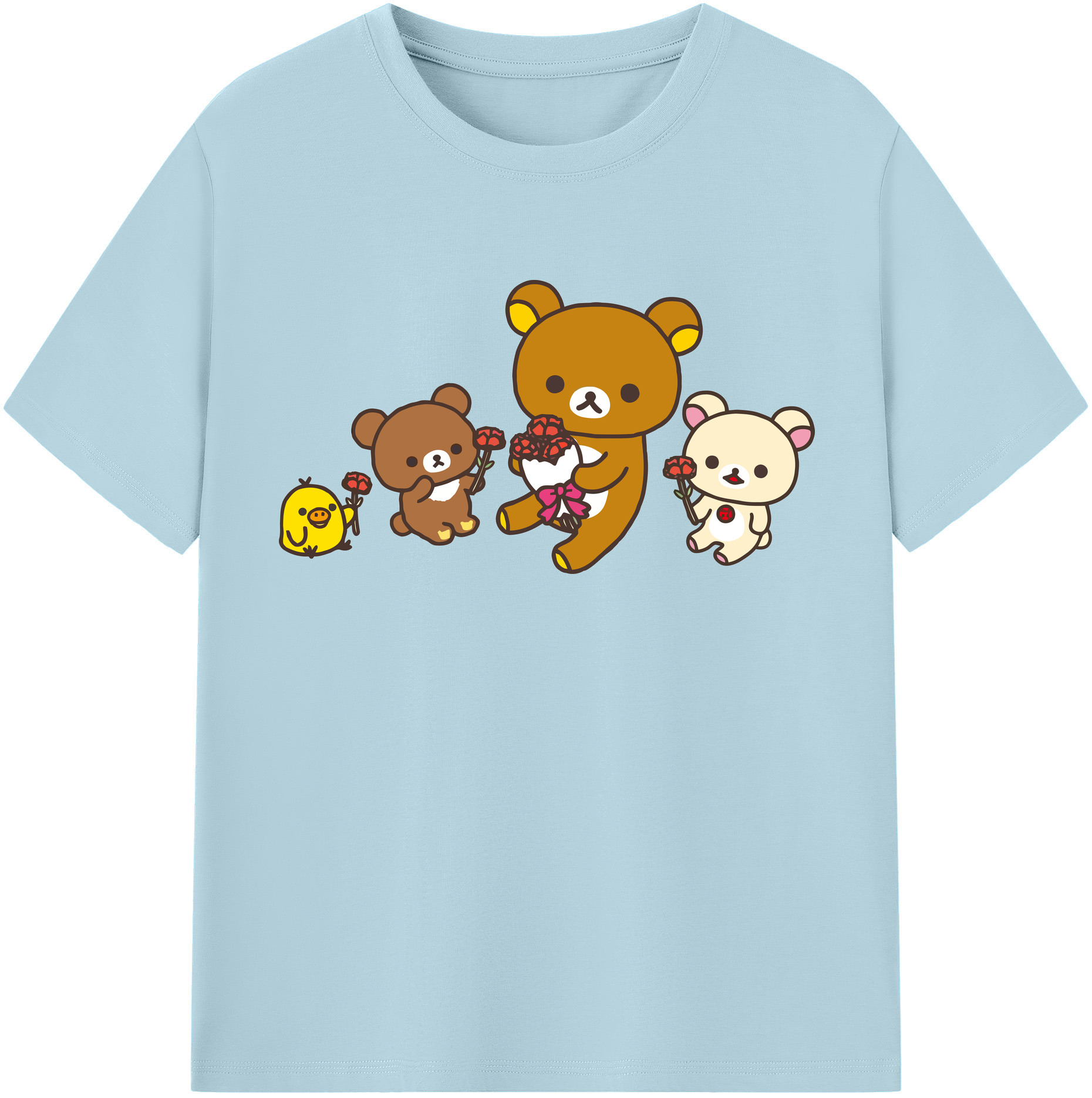 （画像用） リラックマ リラックマ キイロイトリ Rilakkuma Korilakkuma Kiiroitori 綿100％半袖Tシャツ（フロントプリント）